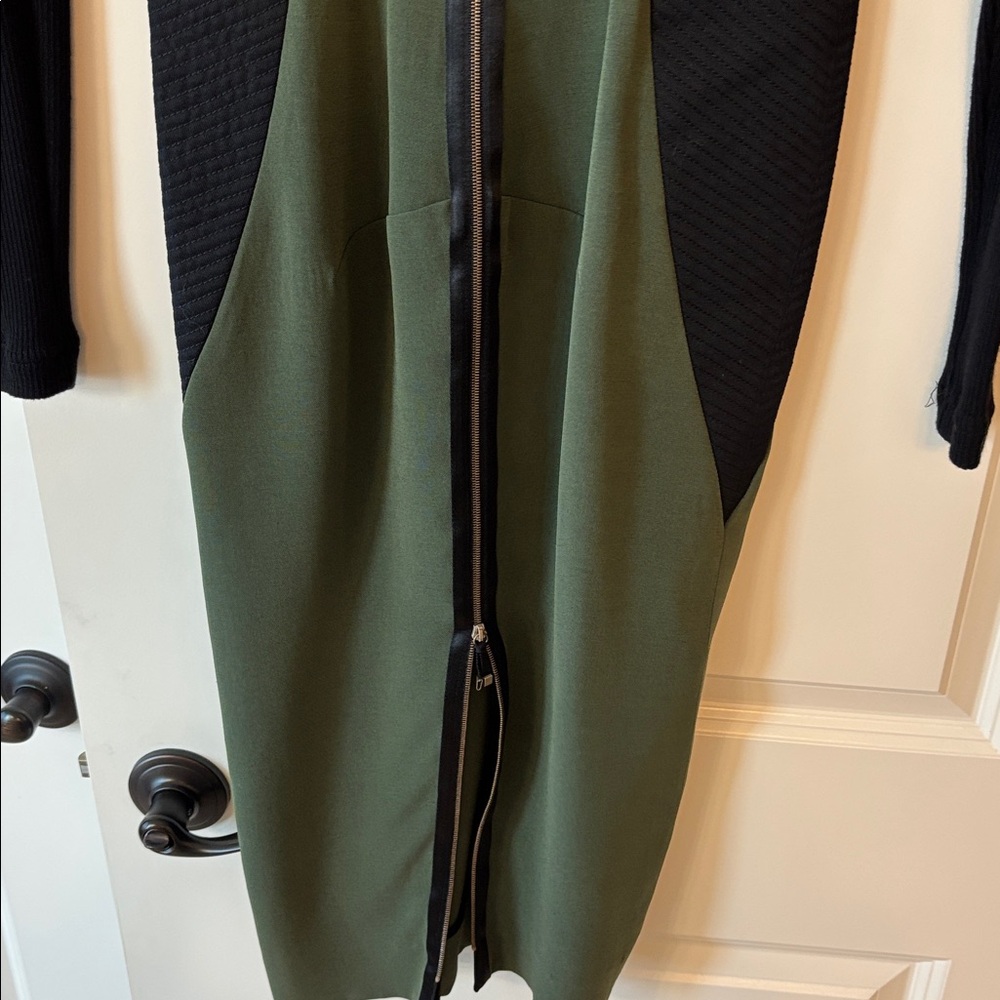 Victoria Beckham Chic Olive and Black Long Sleeve Dress - Picture 6 of 8